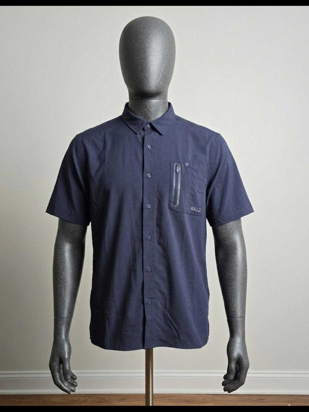 GILLZ Performance Fishing Shirt 2XL Navy Blue Short Sleeve Vented Utilty Pocket